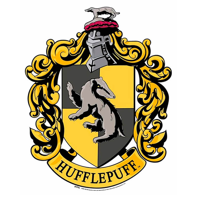 Grävlingrepresentation i Hufflepuff-logotypen
